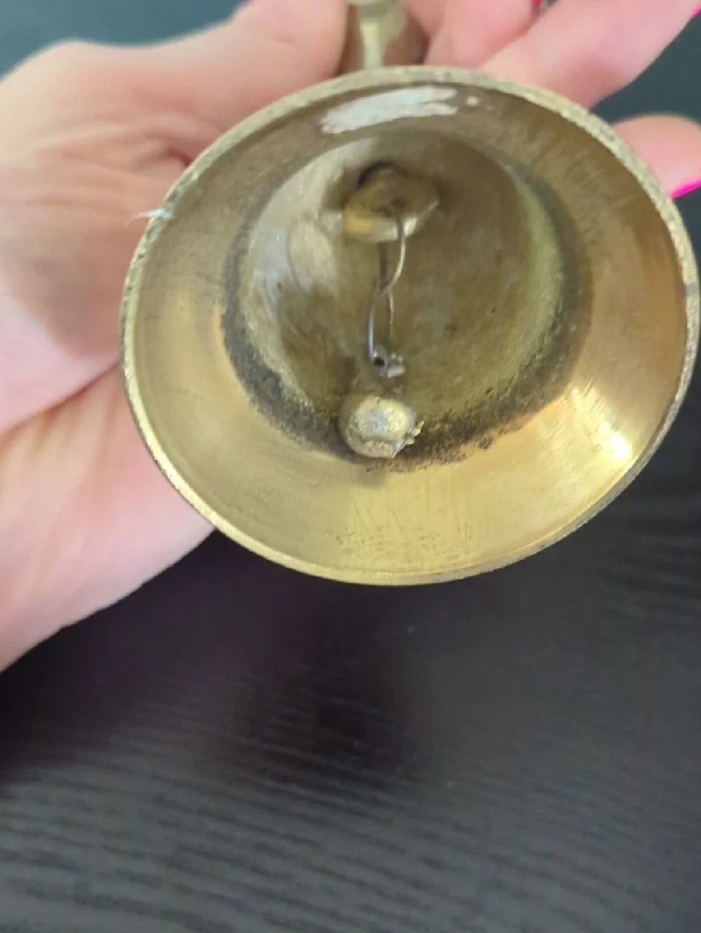 Vintage Brass Hand Bell - Polished Gold Decorative Bell